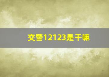 交警12123是干嘛
