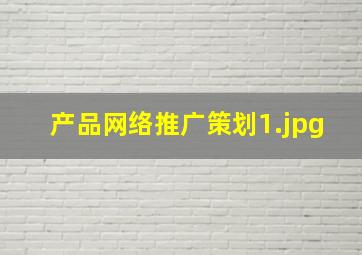 产品网络推广策划