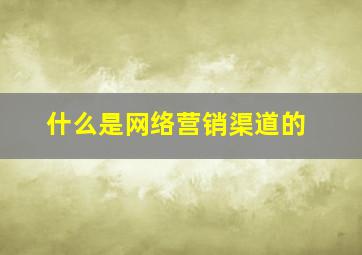 什么是网络营销渠道的