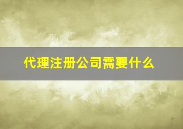 代理注册公司需要什么