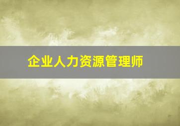 企业人力资源管理师 