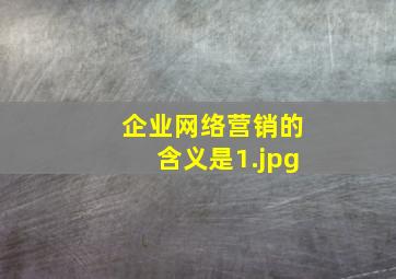 企业网络营销的含义是