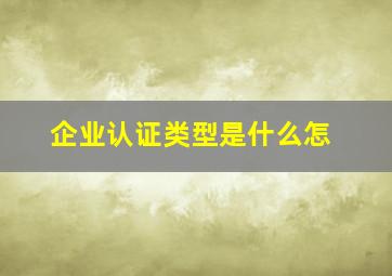 企业认证类型是什么怎