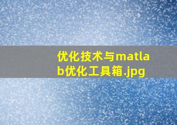 优化技术与matlab优化工具箱