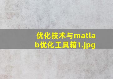 优化技术与matlab优化工具箱
