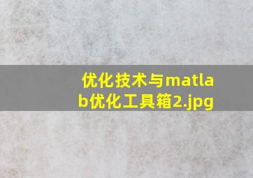 优化技术与matlab优化工具箱