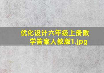 优化设计六年级上册数学答案人教版
