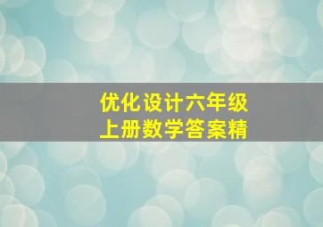 优化设计六年级上册数学答案精