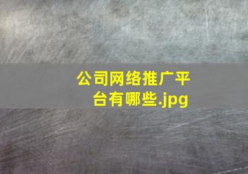公司网络推广平台有哪些