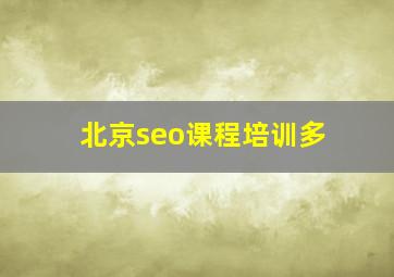 北京seo课程培训多