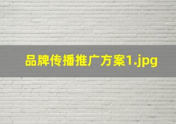 品牌传播推广方案