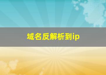 域名反解析到ip