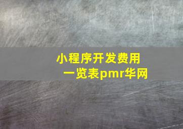 小程序开发费用一览表pmr华网