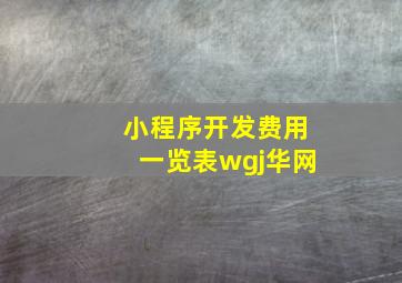 小程序开发费用一览表wgj华网