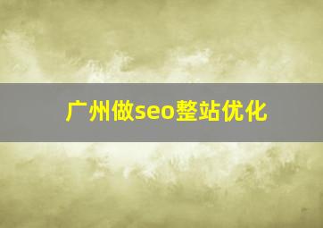 广州做seo整站优化