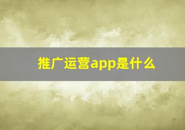 推广运营app是什么