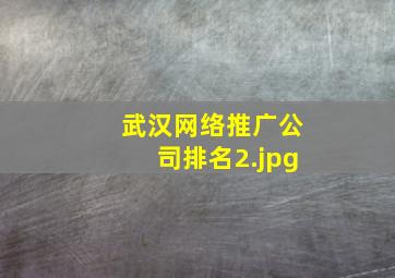 武汉网络推广公司排名