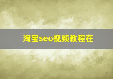 淘宝seo视频教程在