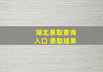 湖北录取查询入口 录取结果