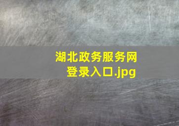 湖北政务服务网登录入口