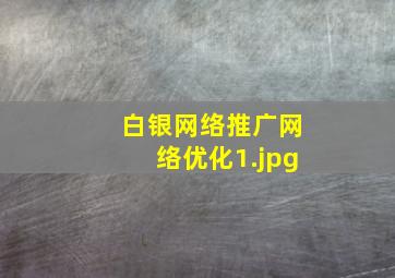 白银网络推广网络优化