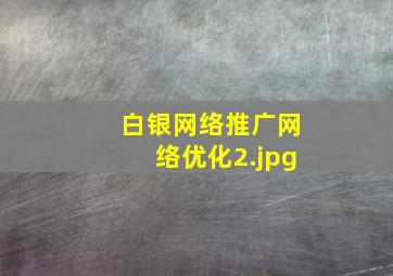 白银网络推广网络优化