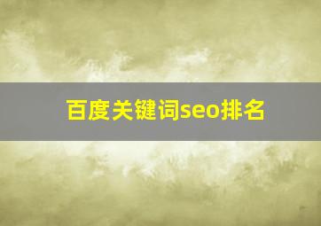 百度关键词seo排名