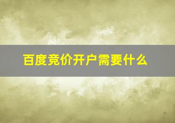 百度竞价开户需要什么
