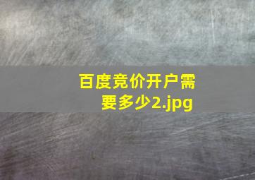 百度竞价开户需要多少