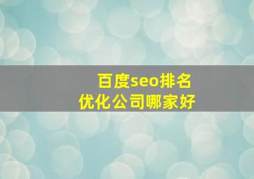 百度seo排名优化公司哪家好