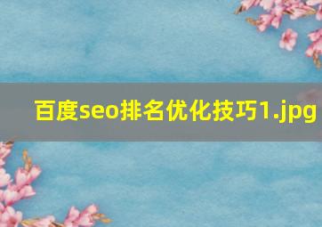 百度seo排名优化技巧