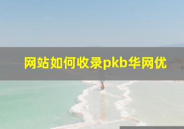网站如何收录pkb华网优