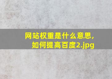 网站权重是什么意思,如何提高百度