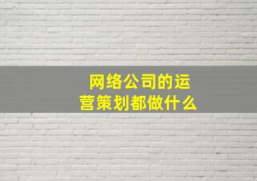 网络公司的运营策划都做什么