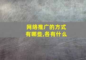网络推广的方式有哪些,各有什么