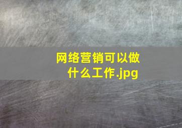 网络营销可以做什么工作