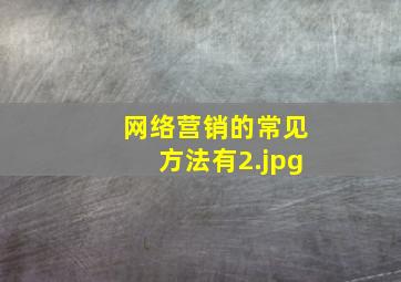 网络营销的常见方法有