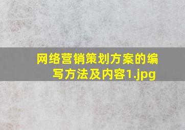 网络营销策划方案的编写方法及内容