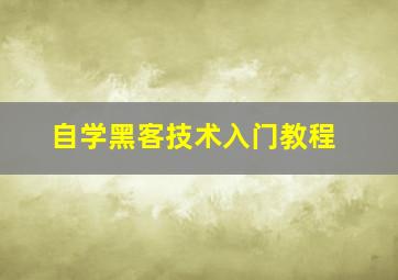 自学黑客技术入门教程