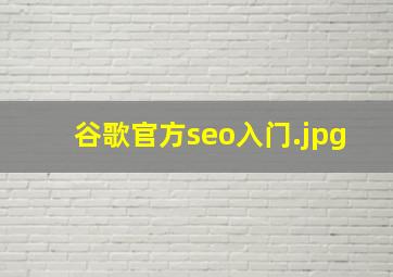 谷歌官方seo入门