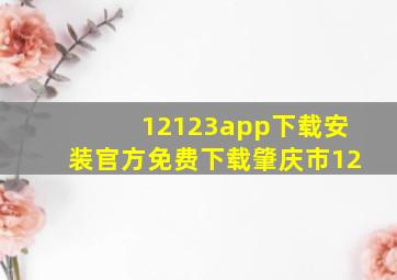 12123app下载安装官方免费下载肇庆市12