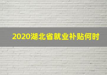 2020湖北省就业补贴何时