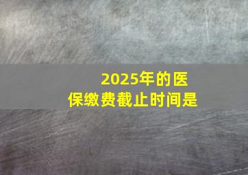 2025年的医保缴费截止时间是