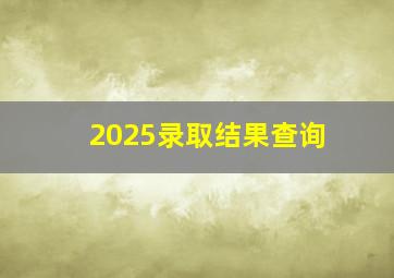 2025录取结果查询