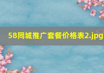 58同城推广套餐价格表