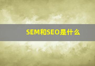 SEM和SEO是什么