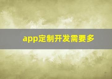 app定制开发需要多