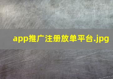app推广注册放单平台