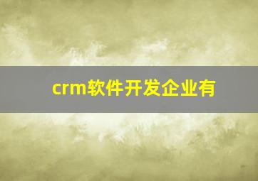 crm软件开发企业有
