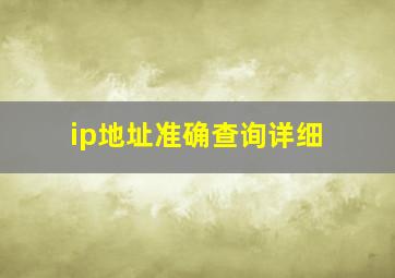 ip地址准确查询详细